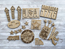 Load image into Gallery viewer, DIY Patriotic Tiered Tray Unfinished Paint Kit