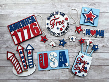 Load image into Gallery viewer, DIY Patriotic Tiered Tray Unfinished Paint Kit