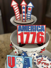 Load image into Gallery viewer, DIY Patriotic Tiered Tray Unfinished Paint Kit