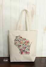 Load image into Gallery viewer, Custom State Floral Tote Bag