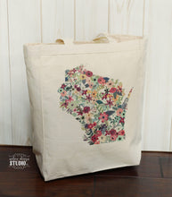 Load image into Gallery viewer, Custom State Floral Tote Bag