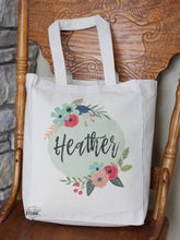 Load image into Gallery viewer, Custom Name Floral Tote Bag