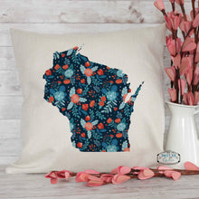 Load image into Gallery viewer, Navy Floral Custom State Throw Pillow