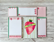Load image into Gallery viewer, Strawberry Stripes Spiral Notebook
