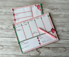 Load image into Gallery viewer, Strawberry Desktop Weekly Planner Notepad
