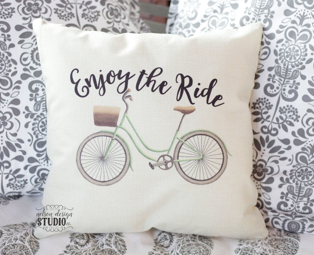 Enjoy the ride bicycle pillow