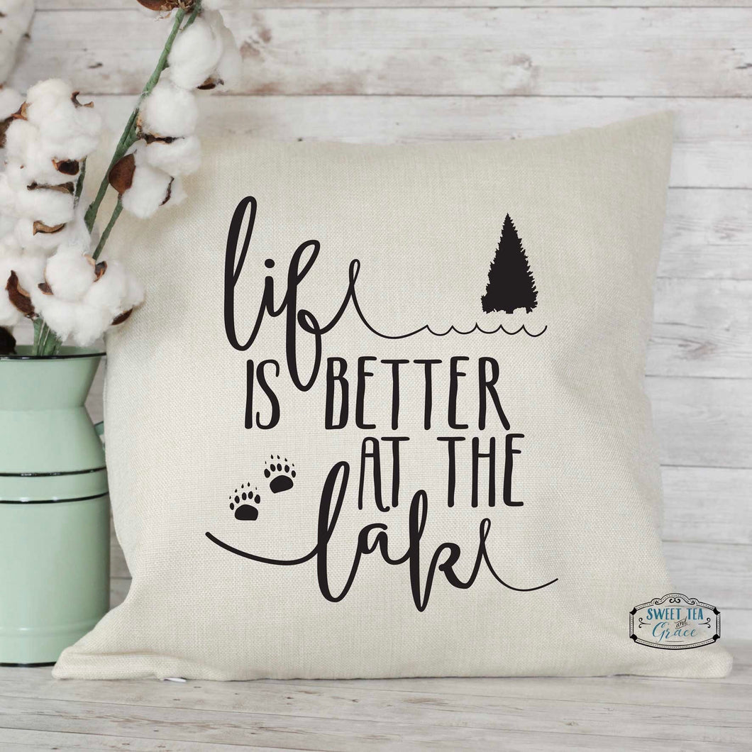 Life is better at the lake throw pillow
