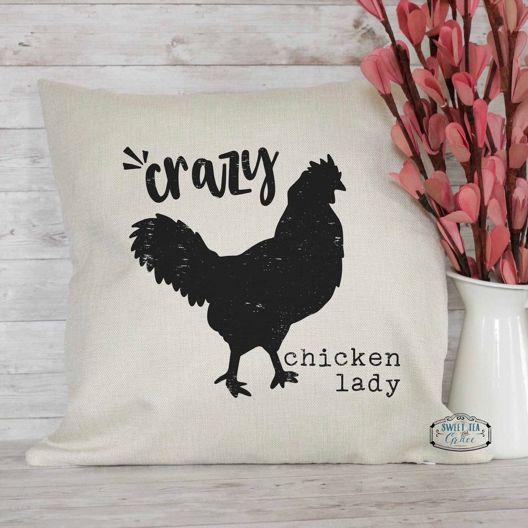 Crazy chicken lady throw pillow
