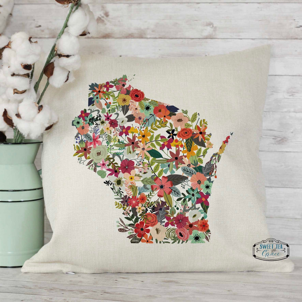 Custom State Floral Pillow