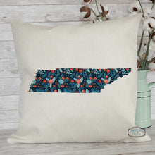 Load image into Gallery viewer, Navy Floral Custom State Throw Pillow
