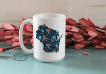 Load image into Gallery viewer, Navy and Red Floral Custom State Coffee Mug
