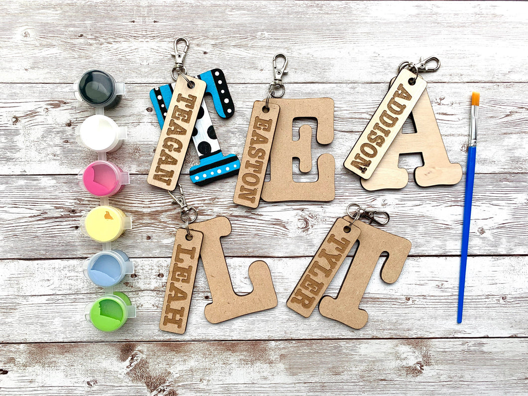 Paint Your Own Custom Initial and Name Tag Keychain DIY Kit
